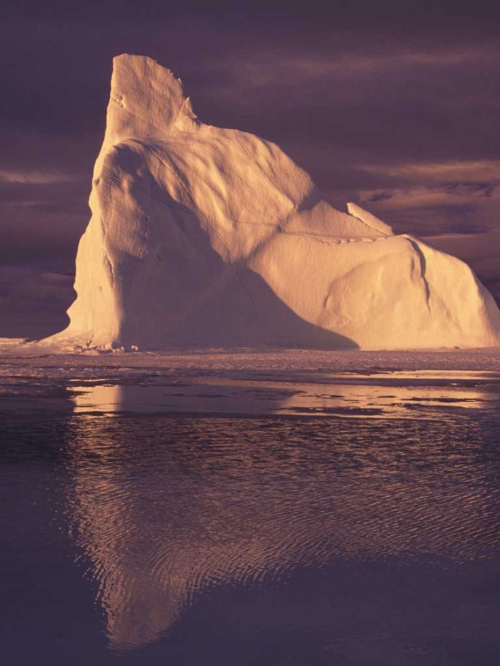 mage showing iceberg off Baffin Island, Nunavut, Canada with meltwater ponds in the foreground. Arctic warming has been associated with a rapid decline in Arctic summer sea ice extent. Image credit- Sandy Briggs