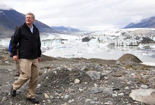 PM Harper visits melting Lowell Glacier, Yukon